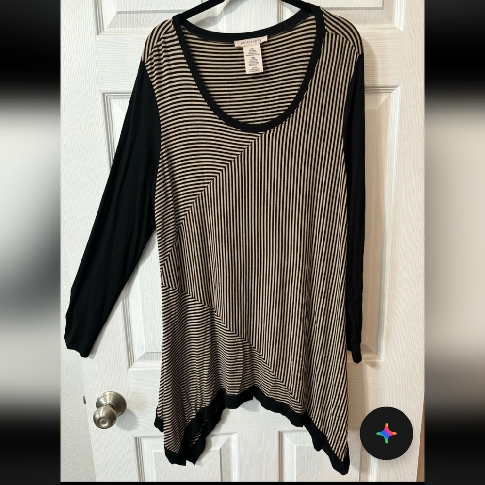 NWT $68 Philosophy Striped Black and Brown Women's Top Various Sizes - Picture 4 of 4